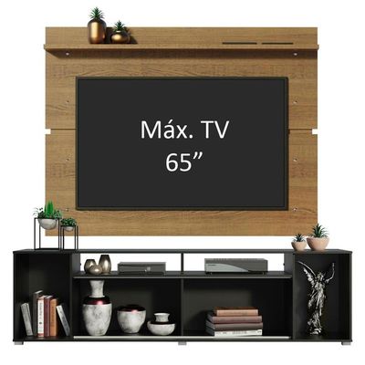 "Rack Cancun e Painel para Tv até 65"" Preto Madesa"