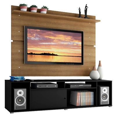 "Rack Cancun e Painel para Tv até 65"" Preto Madesa"
