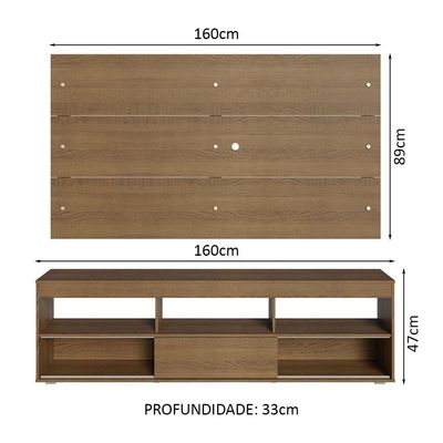 Rack Com Painel Para Tv Até 65 Polegadas Rustic Orlando Madesa Rustic
