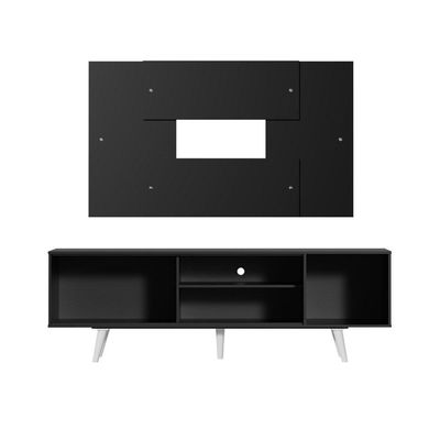"Rack Dubai com Pés e Painel Tv até 58"" Preto/branco Madesa"