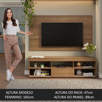 Rack Com Painel Para Tv Até 65 Polegadas Rustic Orlando Madesa Rustic