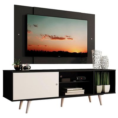 "Rack Dubai com Pés e Painel Tv até 58"" Preto/branco Madesa"