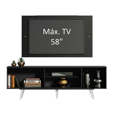 "Rack Dubai com Pés e Painel Tv até 58"" Preto/branco Madesa"