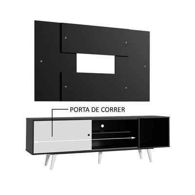 "Rack Dubai com Pés e Painel Tv até 58"" Preto/branco Madesa"