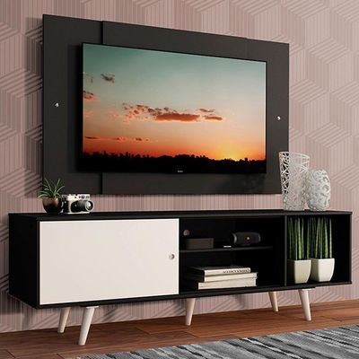 "Rack Dubai com Pés e Painel Tv até 58"" Preto/branco Madesa"