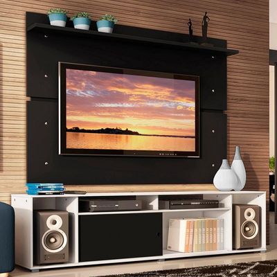 "Rack Cancun e Painel para TV até 65"" Branco/Preto Madesa"