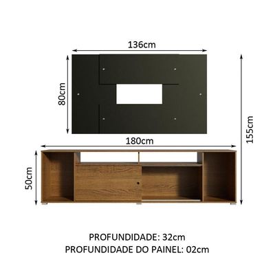 "Rack Cancun e Painel para Tv até 58"" Rustic/preto Madesa"