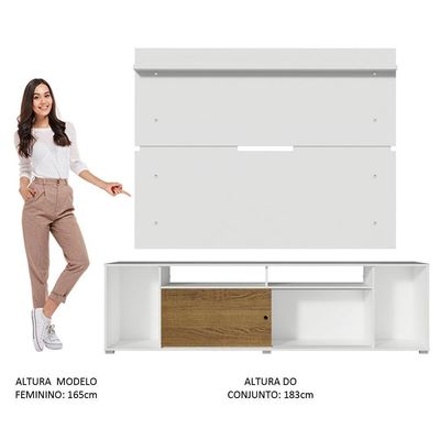 "Rack Cancun E Painel Para Tv Até 65"" Branco/Rustic/branco"
