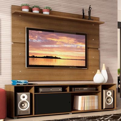 "Rack Cancun e Painel para TV até 65"" Preto/Rustic Madesa"