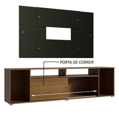 "Rack Cancun e Painel para Tv até 58"" Rustic/preto Madesa"