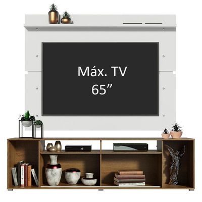 "Rack Cancun e Painel para TV até 65"" Rustic/Branco Madesa"