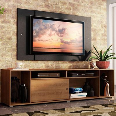 "Rack Cancun e Painel para Tv até 58"" Rustic/preto Madesa"