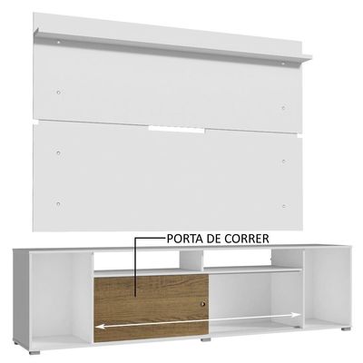 "Rack Cancun E Painel Para Tv Até 65"" Branco/Rustic/branco"