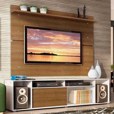 "Rack Cancun e Painel para TV até 65"" Branco/Rustic Madesa"