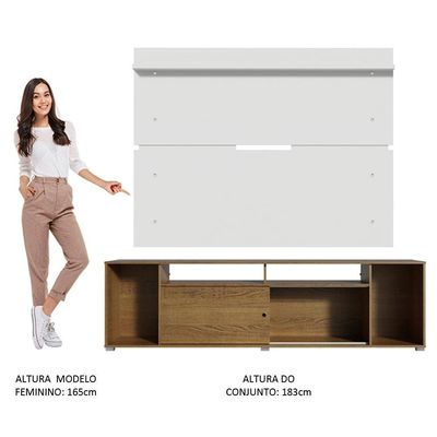 "Rack Cancun e Painel para TV até 65"" Rustic/Branco Madesa"