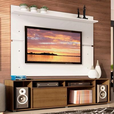 "Rack Cancun e Painel para TV até 65"" Rustic/Branco Madesa"