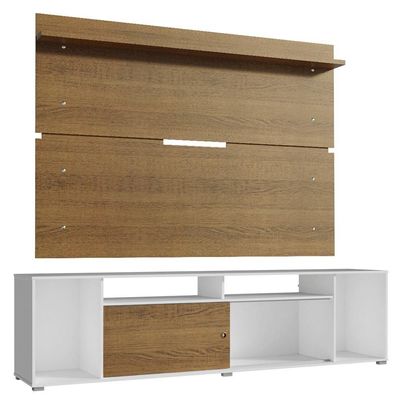 "Rack Cancun e Painel para TV até 65"" Branco/Rustic Madesa"