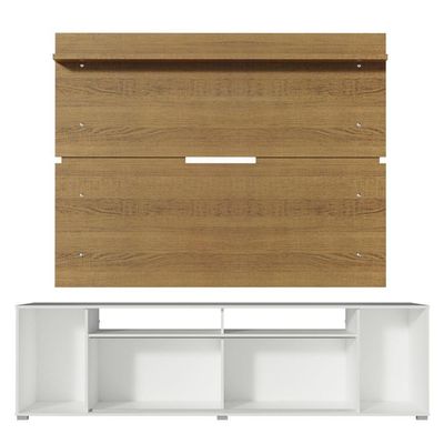 "Rack Cancun e Painel para TV até 65"" Branco/Rustic Madesa"