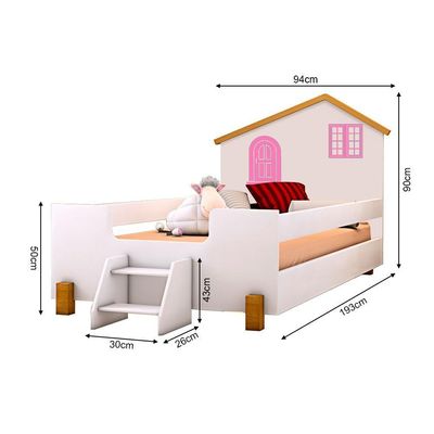 Cama Infantil Solteiro Belissima Rosa - Branca E Mel + Colchão - Branco