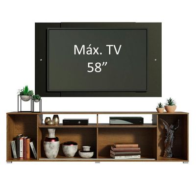"Rack Cancun e Painel para Tv até 58"" Rustic/preto Madesa"