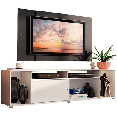 "Rack Cancun e Painel Tv até 58"" Branco/preto Madesa"
