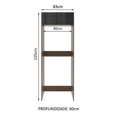 Porta Geladeira Madesa Lux 1 Porta Basculante Rústico Preto