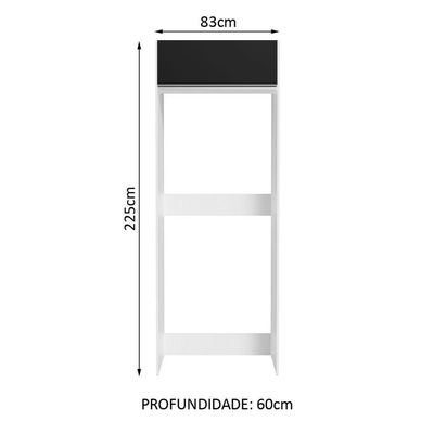 Porta Geladeira Madesa Glamy 1 Porta Basculante Branco Preto