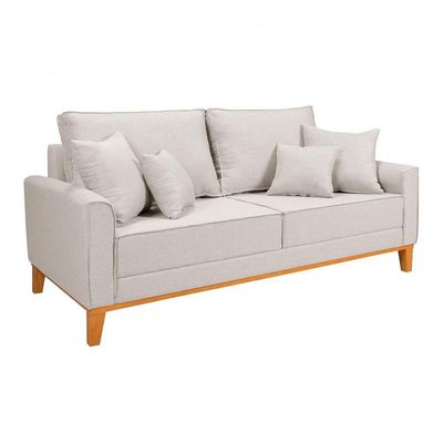 Kit Sofá Beny + 2 Poltronas Para Sala Confortável Linho Cru Cru 184