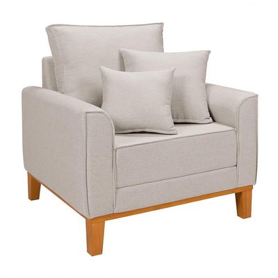 Kit Sofá Beny + 2 Poltronas Para Sala Confortável Linho Cru Cru 184