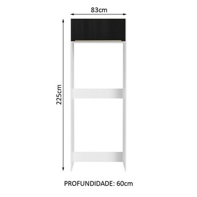 Porta Geladeira Madesa Lux 1 Porta Basculante Branco Preto