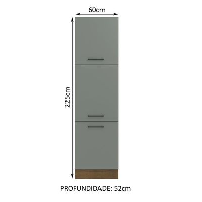 Paneleiro Agata 60 cm 3 Portas Rustic/Cinza Madesa