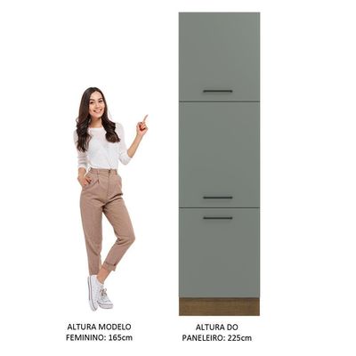 Paneleiro Agata 60 cm 3 Portas Rustic/Cinza Madesa