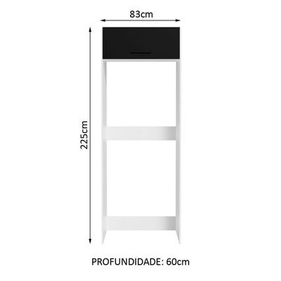 Porta Geladeira Madesa Agata 1 Porta Basculante Branco Preto