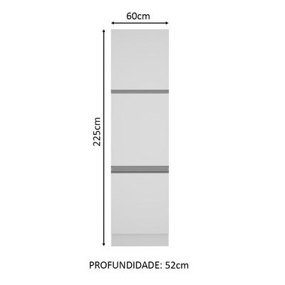 Paneleiro Glamy 3 Portas 60cm Branco Madesa