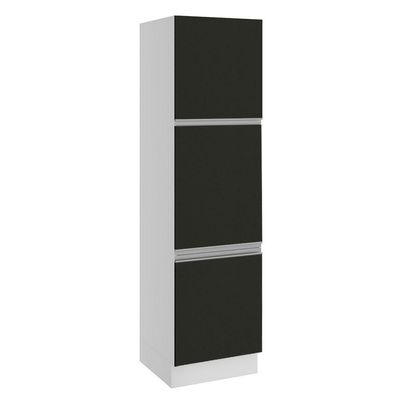 Paneleiro Madesa Glamy 60 Cm 3 Portas Branco Preto