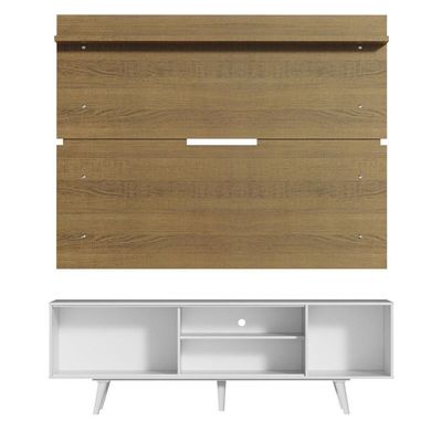 "Rack Dubai e Painel Tv até 65"" com Pés Branco/rustic Madesa"