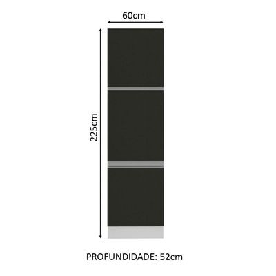 Paneleiro Madesa Glamy 60 Cm 3 Portas Branco Preto
