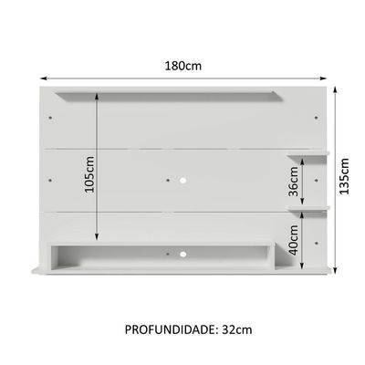 Painel Para Tv Até 60 Polegadas Madesa Alfa Com Nicho - Branco Branco