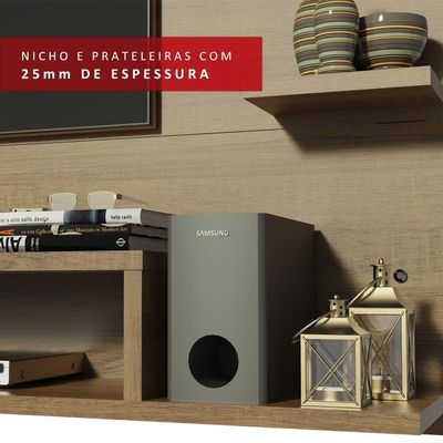 Painel Para Tv Até 60 Polegadas Madesa Alfa Com Prateleiras E Nichos - Rustic Rustic