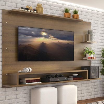 Painel Para Tv Até 60 Polegadas Madesa Alfa Com Prateleiras E Nichos - Rustic Rustic