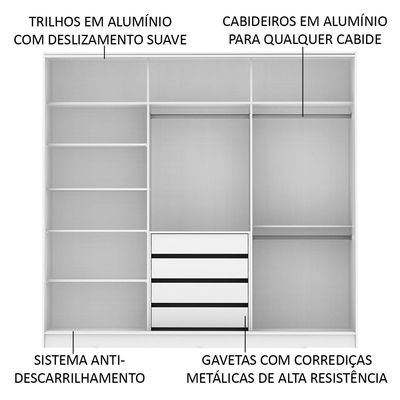 Guarda Roupa Casal 100%Mdf Madesa Eros 3 Portas BR/BR/rustic