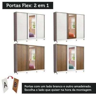 Guarda Roupa Casal 100%Mdf Madesa Eros 3 Portas De Correr