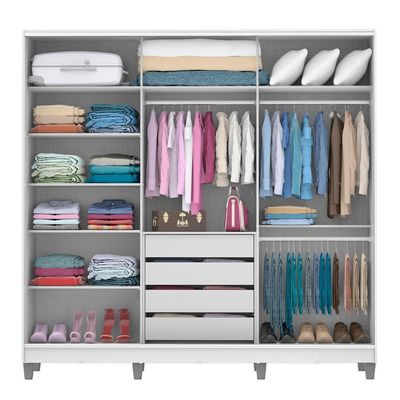 Guarda Roupa Casal 100%Mdf Madesa Eros 3 Portas De Correr