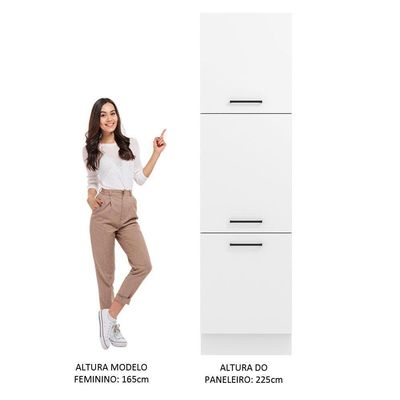 Paneleiro Agata 60 Cm 3 Portas - Branco Rustic/branco