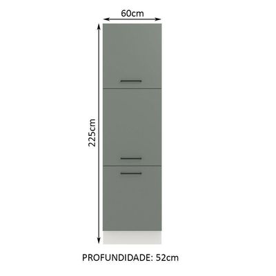 Paneleiro Madesa Agata 60 cm 3 Portas Branco e Cinza