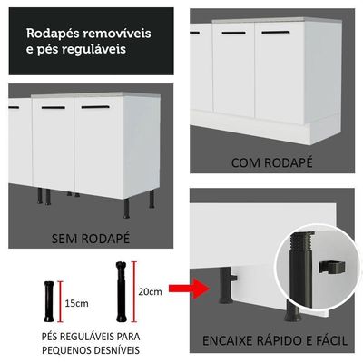 Paneleiro Agata 60 Cm 3 Portas - Branco Rustic/branco
