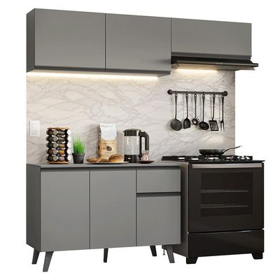 Armário De Cozinha Compacta 200cm Cinza Nice Madesa 03 Cinza