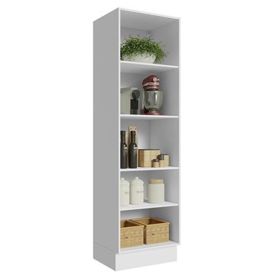 Paneleiro 100% Mdf 60 Cm Com Nichos Abertos Para Cozinha Madesa Acordes - Branco Branco