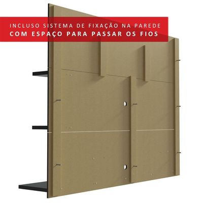 Painel Para Tv Até 60 Polegadas Madesa Alfa Com Prateleiras E Nichos - Preto Preto