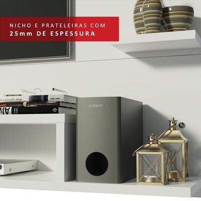 Painel Para Tv Até 60 Polegadas Madesa Alfa Com Prateleiras E Nichos - Branco Branco